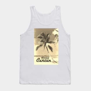 Cancun Mexico Vintage SEPIA travel poster | Most Beautiful Beach on Earth | Vacation Destination Tank Top